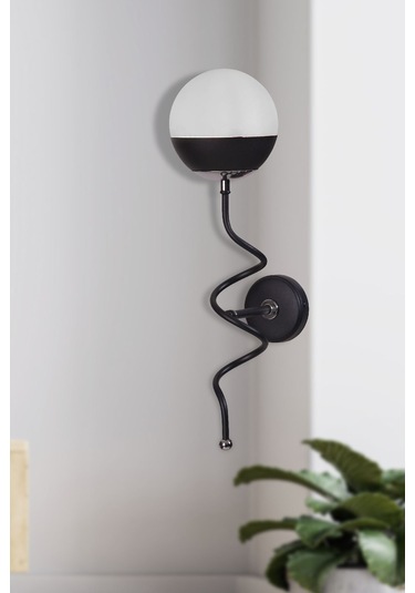 Luzarana Stella Krom-siyah Metal Gövde Beyaz Camlı Tasarım Lüx Aplik Siyah