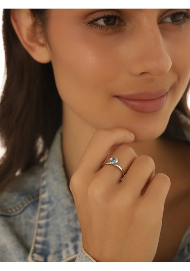 Serebranyj Dom Doğal Topazlı 925 Ayar Gümüş Yüzük 39346634 Gri