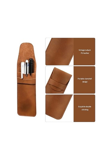 Adet Pu Deri Kalem Kutusu, Kalem Kutusu, Tükenmez Kalem Siyah Ve Kahverengi , Siyah, Kahverengi, Evrak Çantası Th