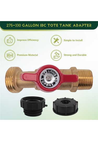 Xurunkeji Ibc Tote Bağlantı Parçası, 275-330 Galon Ibc Tote Tank Adaptörü İnce Dişli Tote Vanası, Kurşunsuz Pirinç Hortum Musluk Vanası Aracı Siyah