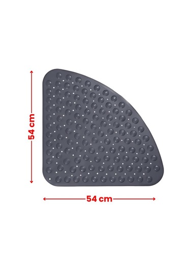 Vantuzlu Banyo Duş Kaydırmaz Paspası Üçgen, Küvet İçi Banyo Zemini Kaydırmaz Masaj Halı 54x54cm Gri