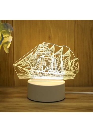 3d Gece Lambası Usb Renkli Uzaktan Kumanda - Yelkenli Diğer