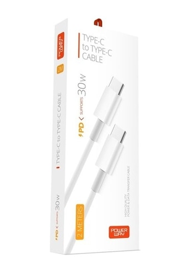Powerway Type-C To Type-C Pd 30W 2 Metre Şarj Ve Veri Aktarım Kab