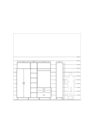 Hyperion Dolap 9 Raflı 3 Çekmeceli 2 Askılı 220x44x243 Antrasit-çam/çam Atlas Çam/atlas Çam