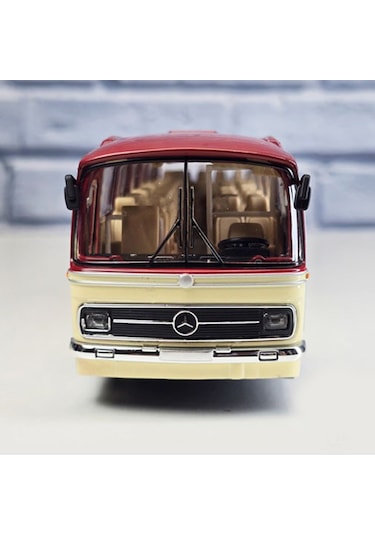 1:43 Ölçek Mercedes Benz O302 Otobüs Kırmızı/bej
