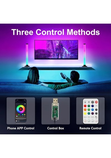 Honeybeeshop Rgbıc Işık Barı 2 Adet 1 Takım Akıllı Led Işık Barı 8 Sahne Modu 16 Milyon Renk Usb Tv Arka Aydınlatma Pc Oyun Işıkları