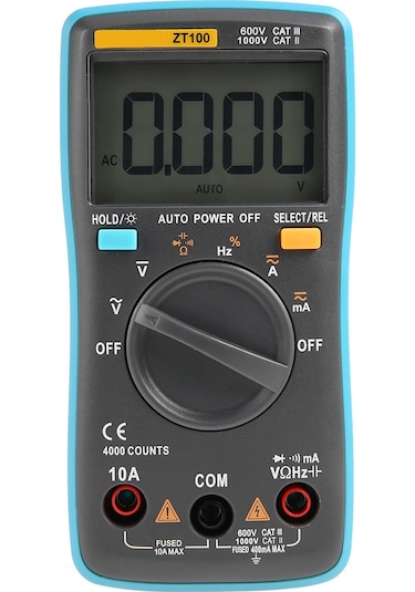 Gajeena Zt100 4000 Sayımlı Taşınabilir Mini Otomatik Dijital Lcd Ekranlı Akım Gerilim Direnc Test Cihazı Multimetre