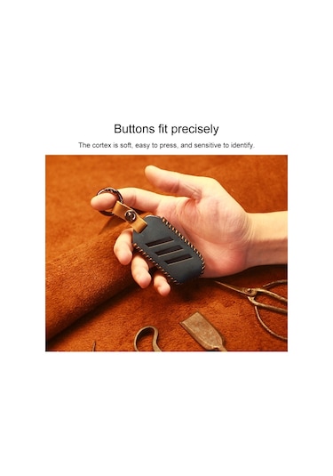 Sones Kia Araba Sığır Derisi Deri Anahtar Koruyucu Kapak Anahtar Kılıfı, Yuvarlak Versiyon Kahverengi 2 Adet