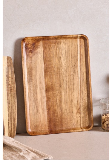 Akasya Dikdörtgen Tepsi 34x24 Cm Kahverengı Kahverengi