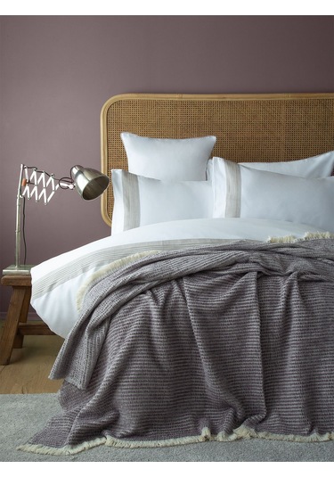 Bedline Şönil Nevresimli Yatak Örtüsü Seti Çift Kişilik Eternal Gri Gri