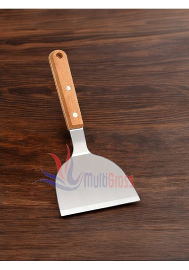 Ahşap Saplı Paslanmaz Çelik Spatula / Pasta Börek Hamburger Tatlı