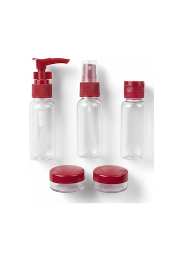 5 Li Seyahat Boy Kozmetik Şişe Seti 30 Ml Çantalı Organizer Şeffaf