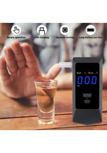Xuweiwei Aat088 Şarj Edilebilir Dijital Alkolmetre Led Ekran Usb Şarj 8 Yedek Ağızlık Kişisel Ve Profesyonel Kullanım İçin Taşınabilir