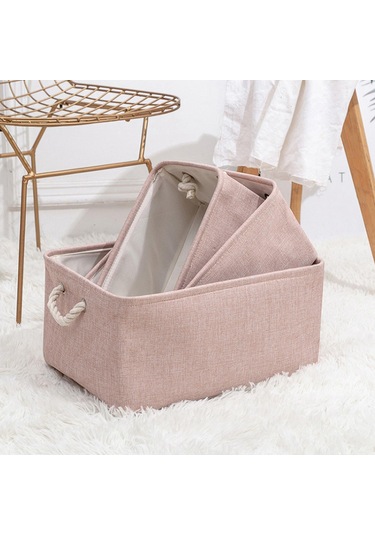 Magideal Suntek Katlanabilir Su Geçirmez Kumaş Saklama Sepeti Pembe S