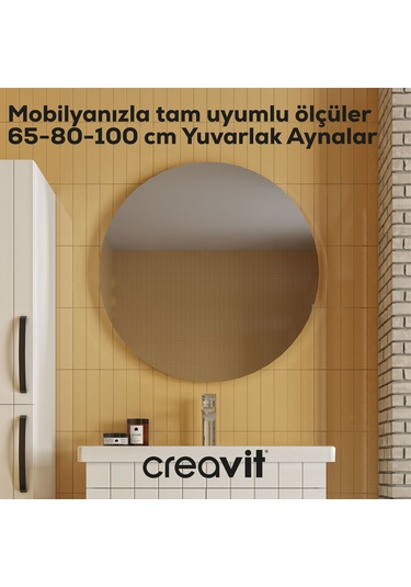 D10 80 Cm Yuvarlak Ayna Beyaz