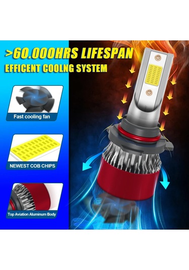 2pcs Led Ampulü Araba Farı H4 H7 Led H11 9005 9006 H1 Araba Ampulü 60000lm Işık Cob Chıps 9007/hb5 Hi/lo 1 Piece Set