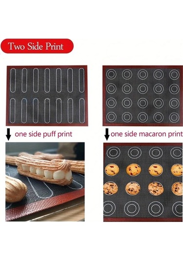 Chuangyinshop Kırmızı Siyah Silikon Pişirme Matı Yapışmaz Ve Yeniden Kullanılabilir Fırın Altlığı Kırmızı-siyah