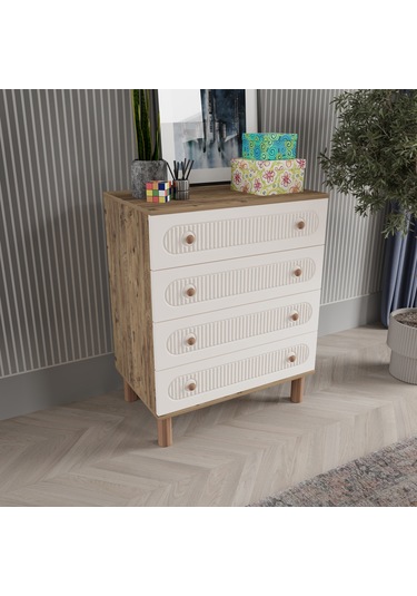 Mila 4 Çekmeceli Şifonyer - Mdf Kapak Aytaşı