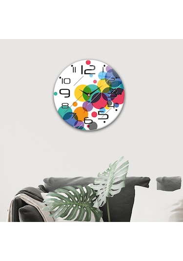 Decorita Cam Saat | Color Dot | Çap40cm Çok Renkli