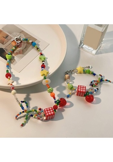 Willowhaven Yaz Enerjisi Renkli Elma Yıldız Boncuklu Kolye - Hafif Stili Canlandırır Hf-510 HF-510