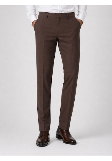 Classics Men Caserta Regular Fit Likralı Erkek Kumaş Pantolon - 7558 Kahverengi