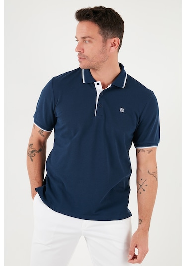 Buratti Pamuklu Slim Fit Şerit Detaylı Düğmeli Polo Yaka 4'Lü Paket Erkek T Shirt 5902118S4 Haki-Indigo-Taş-Vizon