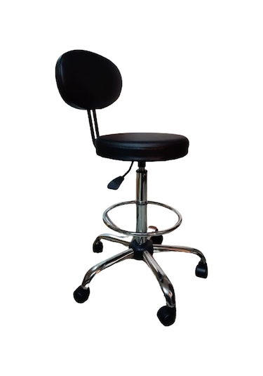 Kasiyer Bar Taburesi Çemberli Krom Yıldız Ayaklı