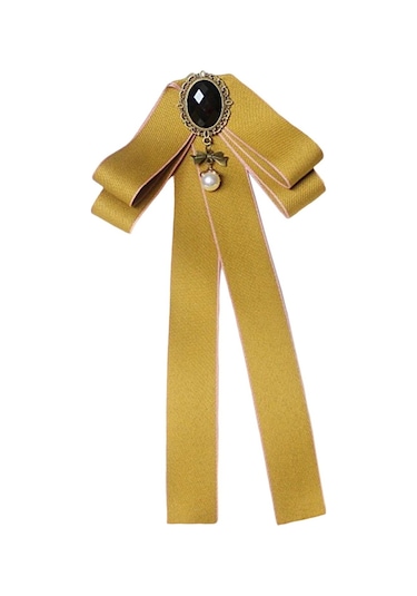 Homyl Şerit Papyon Broş Boyun Kravat Kokteyller Parti Mezuniyet Sarı