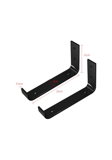 Homyl 2x Raf Aparatı Rustik Metal Vidalı Duvara Monte 25cm Siyah