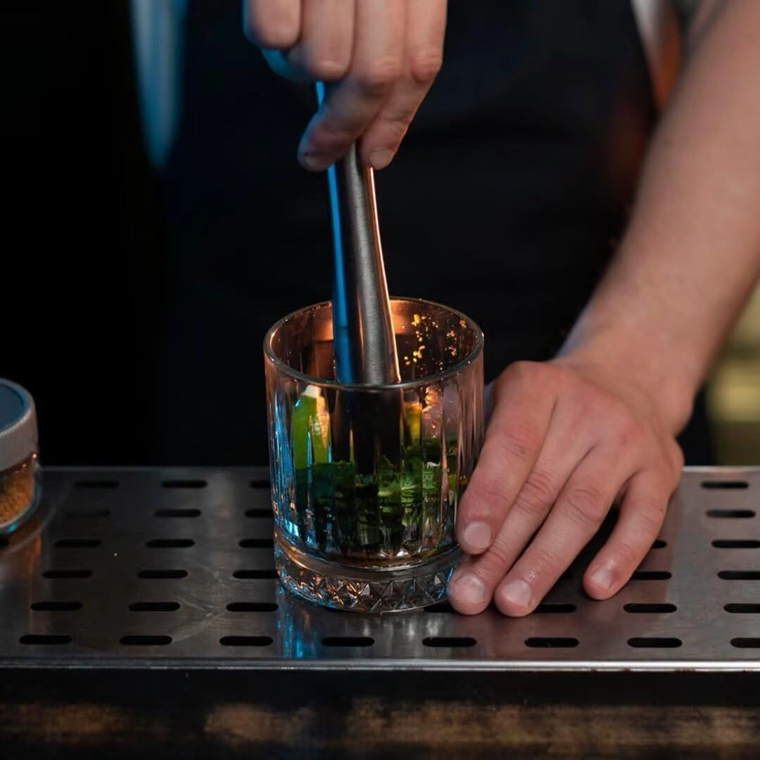 Qingmipy 10 İnç Paslanmaz Çelik Kokteyl Muddler Ve Uzun Saplı Karıştırma Kaşığı - Mojito Ve Meyve İçecekleri İçin Bar Aksesuarı Takımı Gümüş