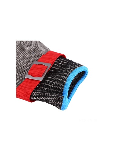 Geeksen 5 Seviye Paslanmaz Çelik Telli Kesici Dayanıklı Eldiven, Kırmızı Kanca İle Tekli, L Beden, Nilon İç Eldiven İle Konfor