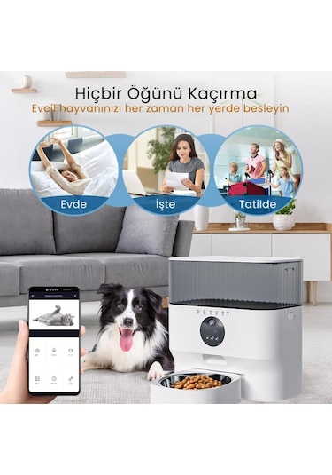 Petfit Catmax Pro 5l Wi-fi Kameralı Akıllı Otomatik Kedi Köpek Mama Kabı Besleme Ünitesi Sesli Komut+çelik Kase+app Kontrol