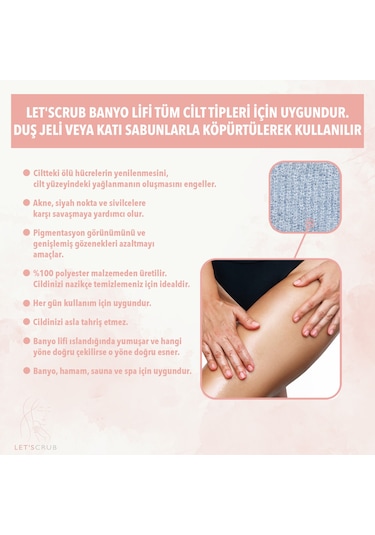 Let'scrub Tüm Cilt Tiplerine Uygun Süper Esnek Banyo ve Duş Lifi