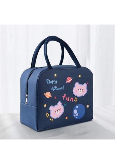 Jian Fan Karikatürlü Yemek Çantası Taşınabiler Is Koruma Kutusu-koyu Mavi Koyu Mavi