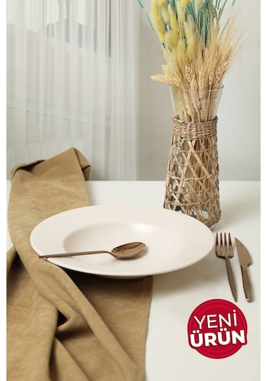 Keramika Mat Krem İyonya Makarna Tabağı 28 Cm 950 Krem