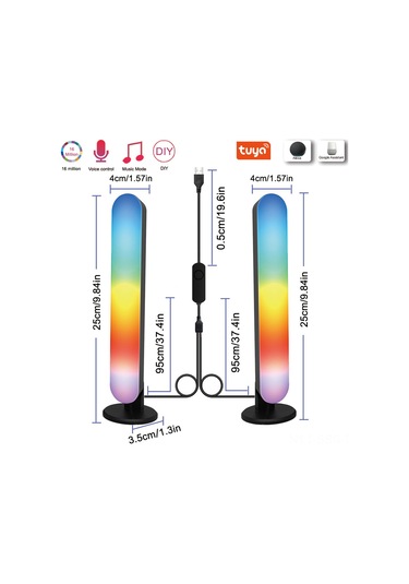 Springsun Rgb Led Müzik Ritim Işığını, Akıllı Wi-fi Ve Bluetooth İle Kontrol Edin - Oyun Ve Ev Dekoru İçin İki'li Paket 2.4g Renkli