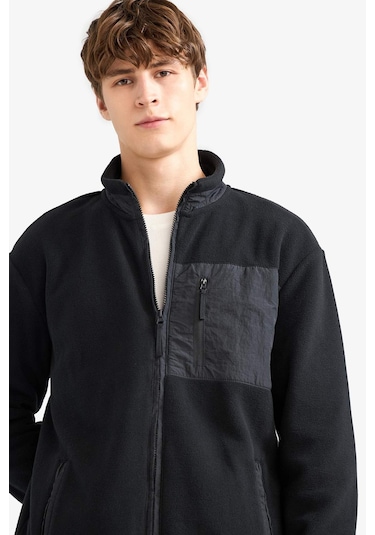 Defacto Regular Fit Dik Yaka Fermuarlı Polar Hırka A6892ax25wnbk81 Siyah