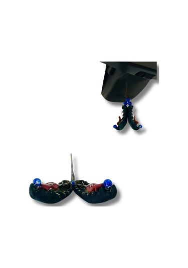 El Yapımı Deri Minyatür Çarık Maskot Dikiz Aynası Süsü Yeşil