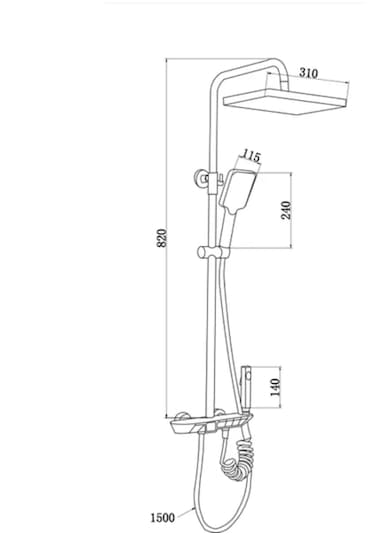 Piyano 5 Fonksiyonlu Kendinden Banyo Bataryalı Robot Duş Seti Şat Siyah