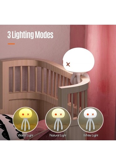 Prestigegoods Sevimli Denizanası Bebek Gece Lambası Kısılabilir Bebek Başucu Lambası Silikon Ç, Led, Masum Rüya Işıltısı Beyaz