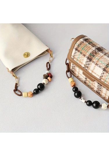 Fochsia 25.2 İnç Akrilik Boncuk Zincir Moda Ahşap Bileklik Çıkarılabilir Askı Aksesuar Çapraz Body Çanta Kayışı Dıy Cüzdan Yapımı