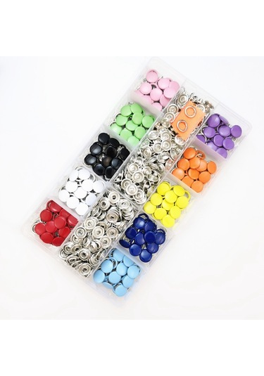 Pense Aracı + 100 Takım 10 Renk Metal Dikiş Düğmeleri İçi Boş Katı