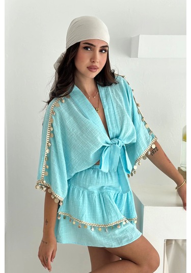 Deniz Kabuğu Aksesuarlı Takım Mavi Mavi