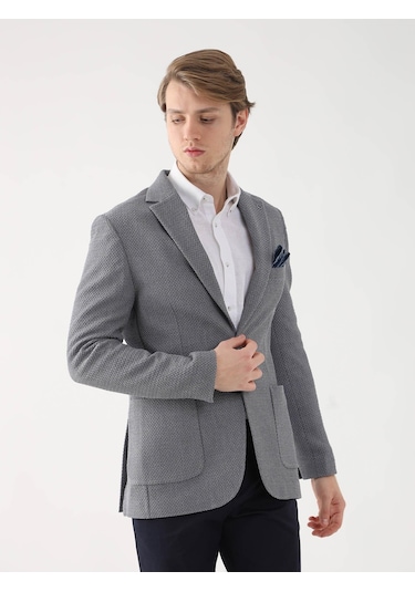 Dufy Gri Erkek Slim Fit Mono Yaka Ceket - 95384 Gri