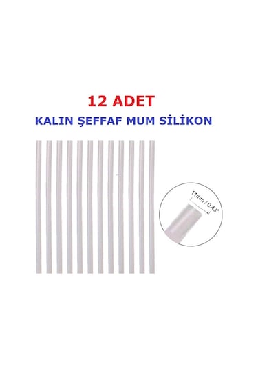 12 Adet Somafix Kalın Şeffaf Mum Silikon 11.3x300 MM Çubuk Sıcak