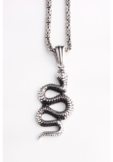 Omar Silver Erkek Kral Zincirli Yılan Model Gümüş Kolye
