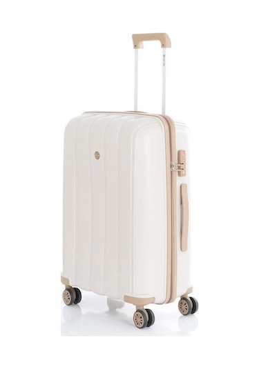 Mçs Bavul Orta Ve Kabin 2li Set Kırılmaz Silikon Valiz V305 Kemik/şampanya Kemik - Şampanya