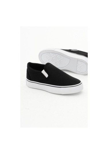 Kauçuk Taban Keten Lastikli Çocuk Unisex Siyah Spor Ayakkabı Tbh1462 Siyah