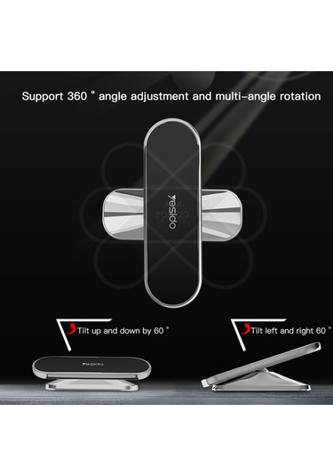 Yesido C82 Araba 360 Derece Döndürme Güçlü Manyetik Telefon Tutucu Siyah