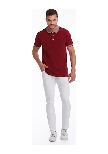 Hatemoğlu Regular Fit Pamuk Polo Yaka Erkek Tişört Bordo